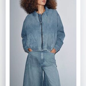 ZARA ZW COLLECTION DENIM BOMBER JACKET NWT SIZE L